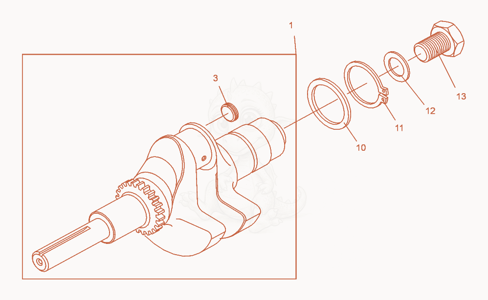 Exploded parts diagram of the Crankshaft of a Wacker Neuson DPU3070H, with numbered balloons