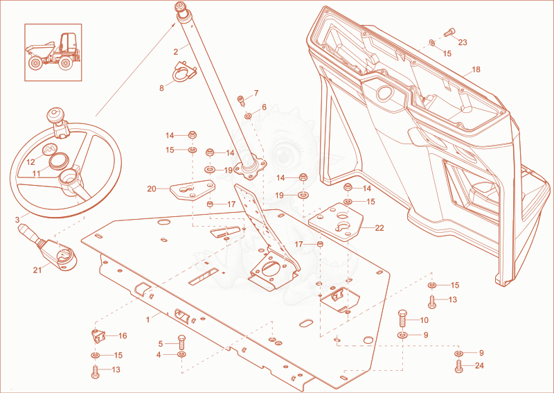 Exploded parts diagram of the pilot stand of a Wacker Neuson DW30, with numbered balloons