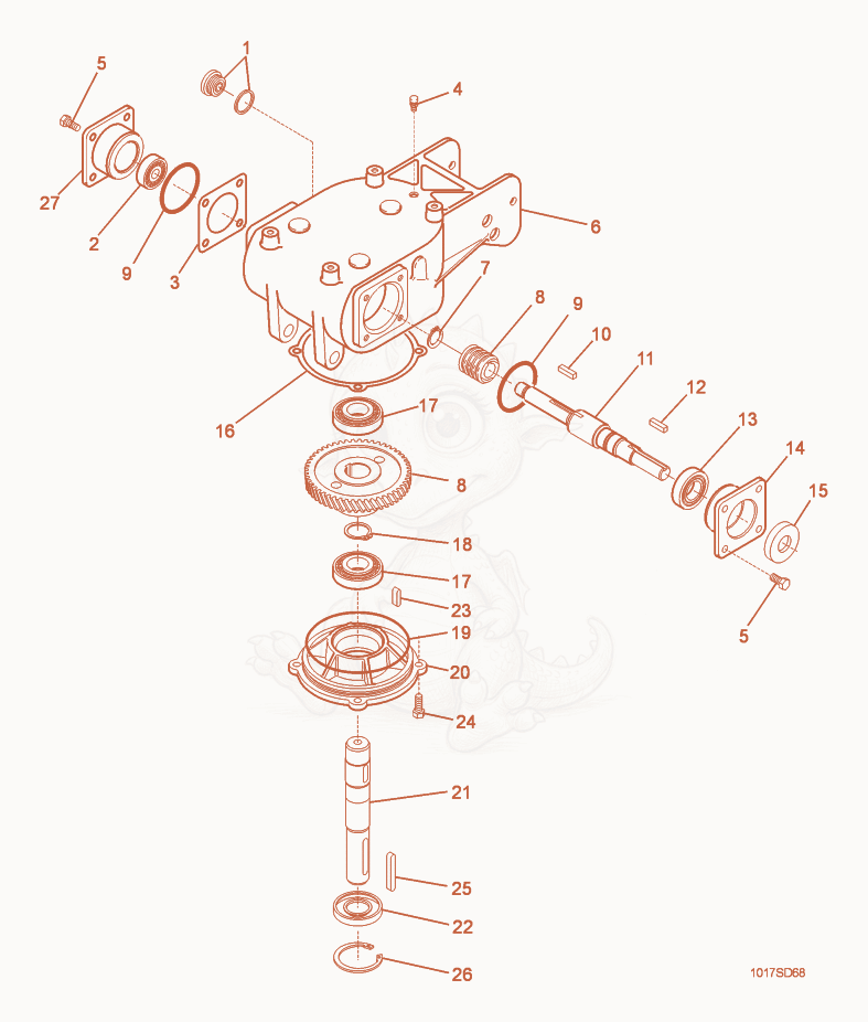 Exploded parts diagram of the Gearbox of a Wacker Neuson CT48ADP, with numbered balloons