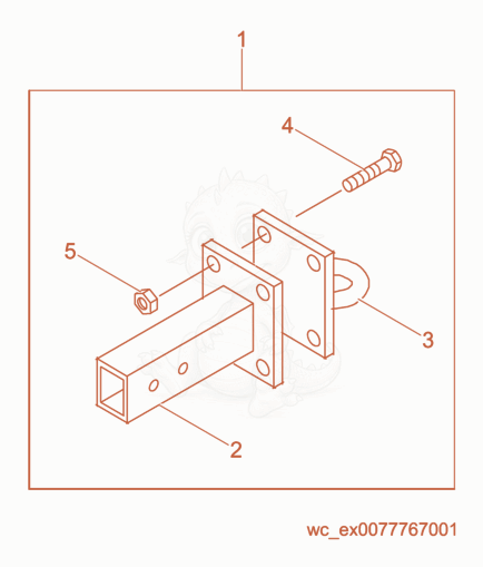 Exploded parts diagram of the Pintle hook cpl. of a Wacker Neuson PT6LT(I), with numbered balloons