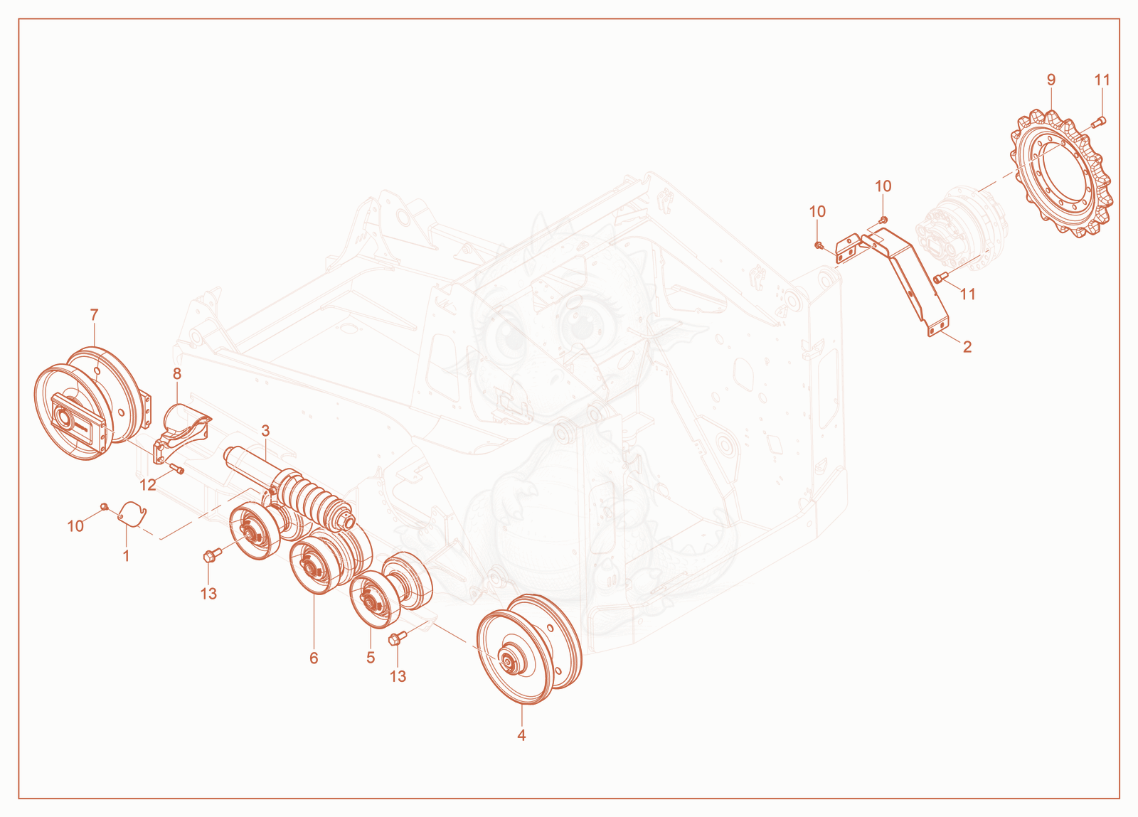 Exploded parts diagram of the Carriage SP of a Wacker Neuson ST27, with numbered balloons