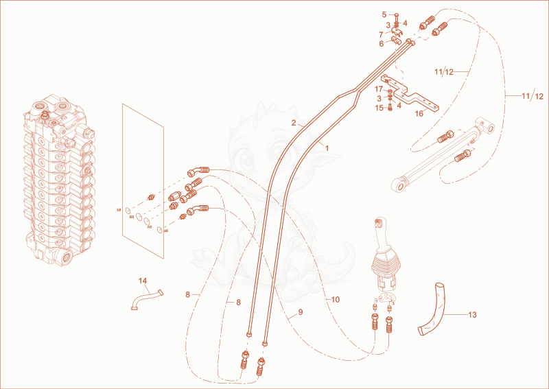 Exploded parts diagram of the BUCKET OPERATION of a Wacker Neuson EZ80, with numbered balloons