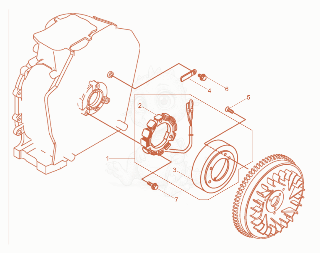 Exploded parts diagram of the Dynamo of a Wacker Neuson DPU4045YE, with numbered balloons