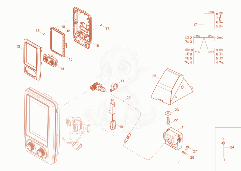 Exploded parts diagram of the Reversing Camera (OPTION) of a Wacker Neuson ET42, with numbered balloons