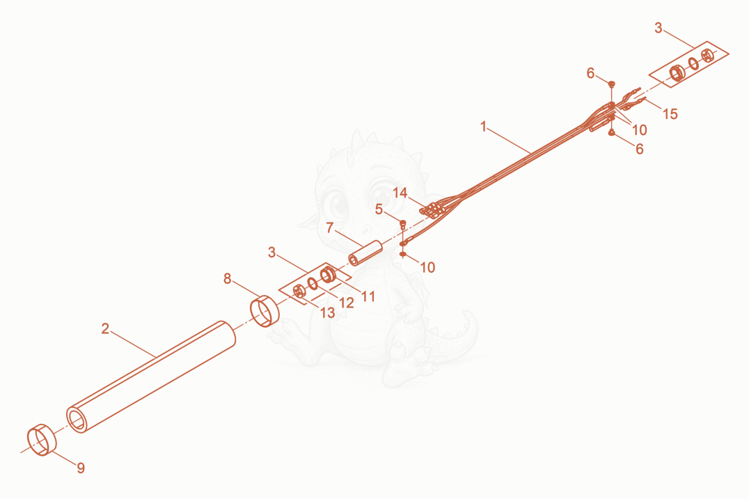 Exploded parts diagram of the Protective hose cpl. of a Wacker Neuson FUFLEX4_120US, with numbered balloons