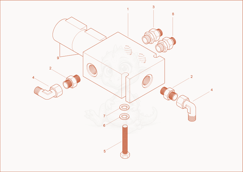 Exploded parts diagram of the 4/3 VALVE (OPTION) of a Wacker Neuson 1703, with numbered balloons