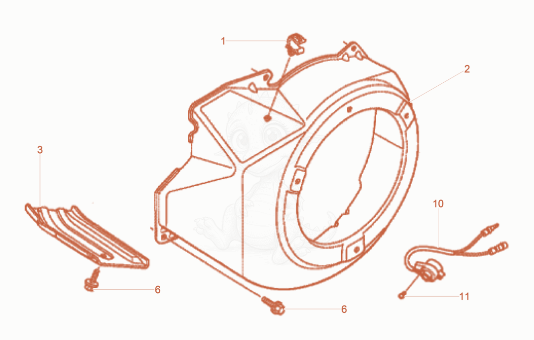 Exploded parts diagram of the Fan hood of a Wacker Neuson BPU3750ATS, with numbered balloons