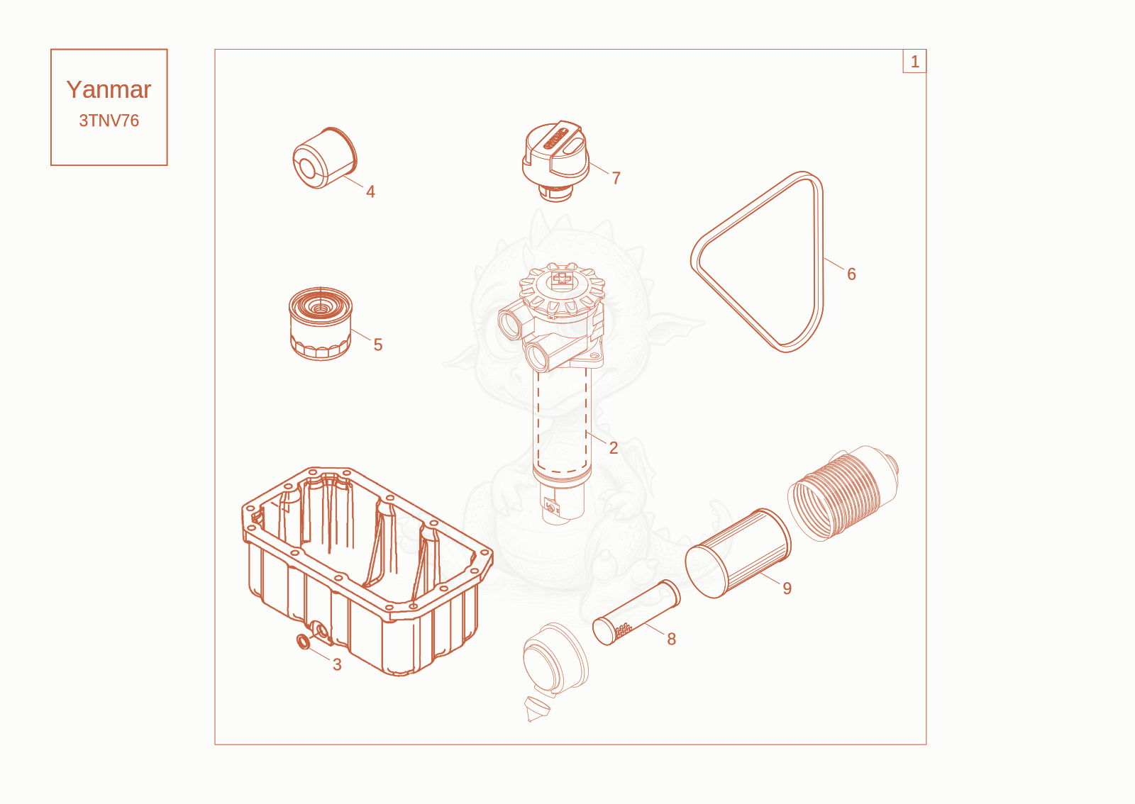 Exploded parts diagram of the maintenance package (1000h) of a Wacker Neuson DW20-2, with numbered balloons