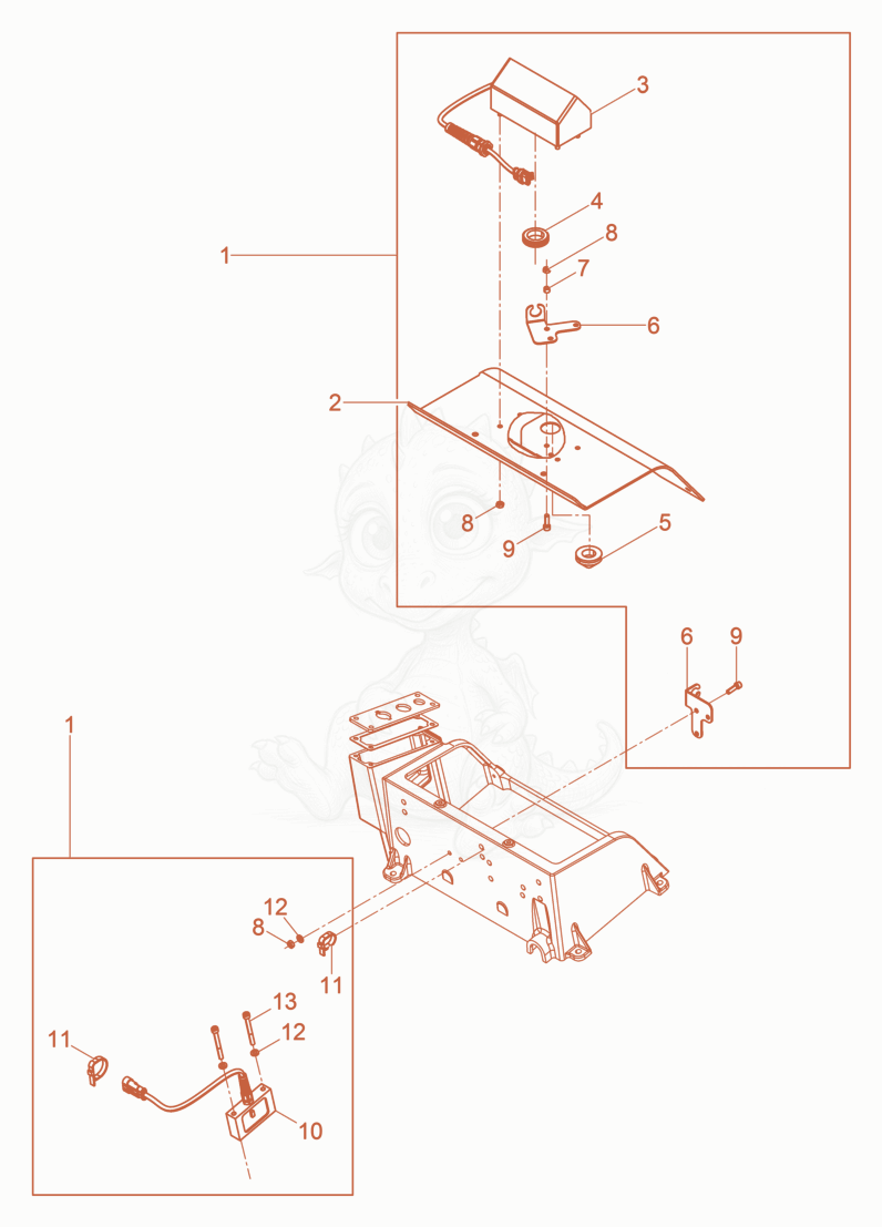 Despiece del Kit-retrofit Compatec de una máquina Wacker Neuson DPU6555HEAP, con globos numerados