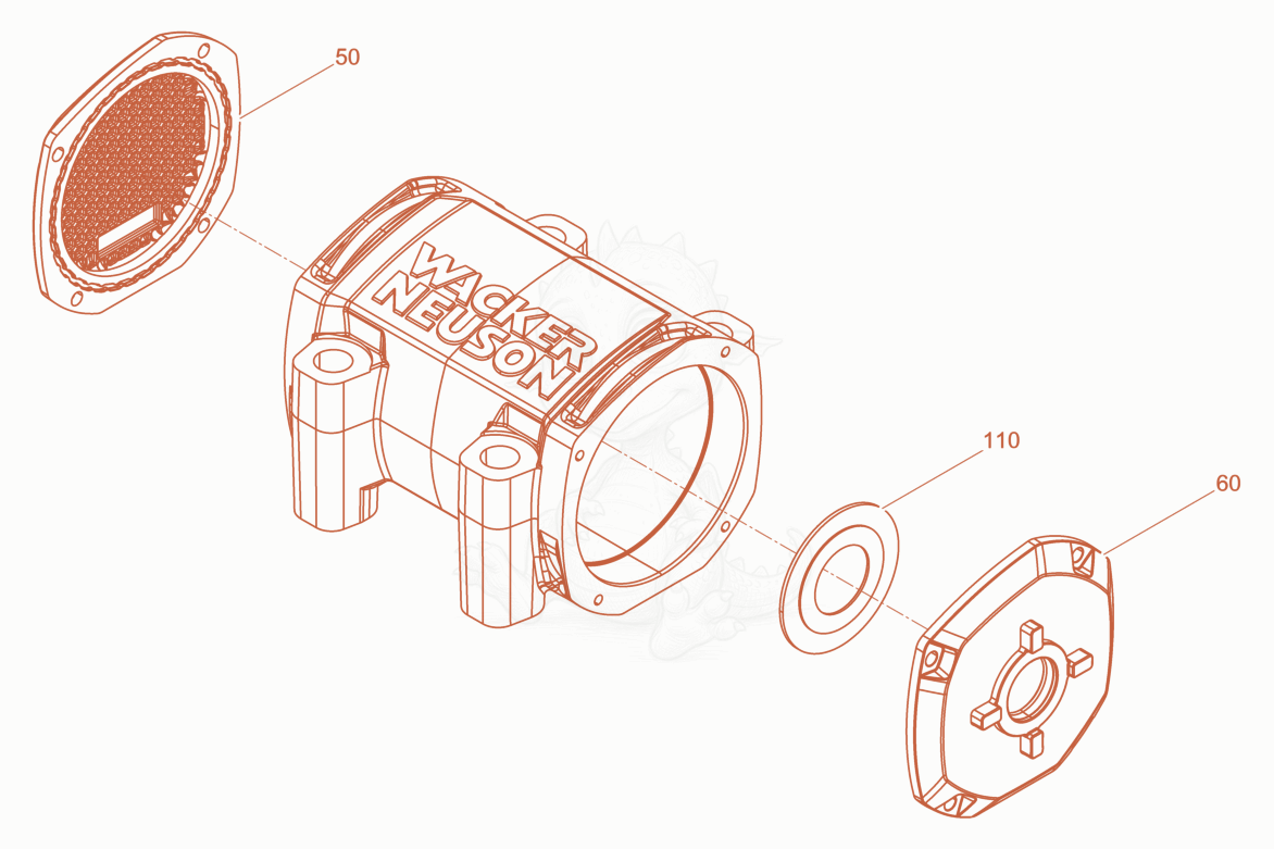 Exploded parts diagram of the Exciter basis of a Wacker Neuson BPS1340BW, with numbered balloons