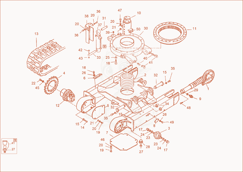 Exploded parts diagram of the TRACKLAYING GEAR of a Wacker Neuson 2902RD, with numbered balloons