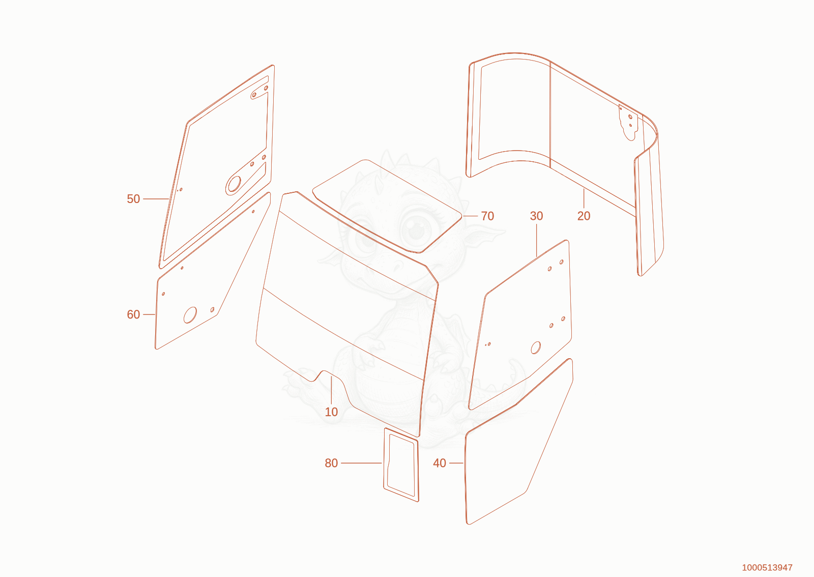 Exploded parts diagram of the CABIN WINDOWS of a Wacker Neuson WL950(A05-01), with numbered balloons