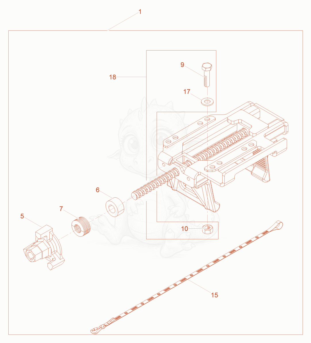 Exploded parts diagram of the Fastening Clamp SV 5 of a Wacker Neuson AR26/3,6/230, with numbered balloons