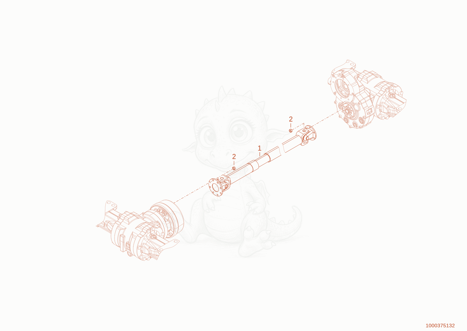 Exploded parts diagram of the cardan shaft of a Wacker Neuson WL300E(A15-01), with numbered balloons