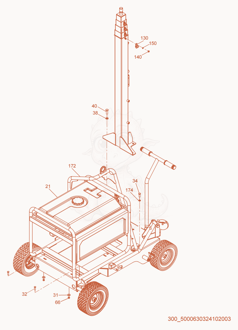 Exploded parts diagram of the Generator of a Wacker Neuson ML440, with numbered balloons