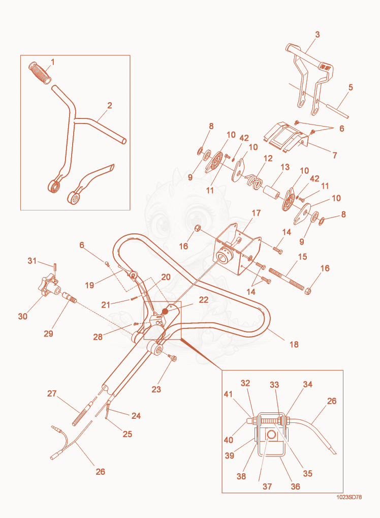 Exploded parts diagram of the Upper Handle of a Wacker Neuson CT36AGP-E, with numbered balloons