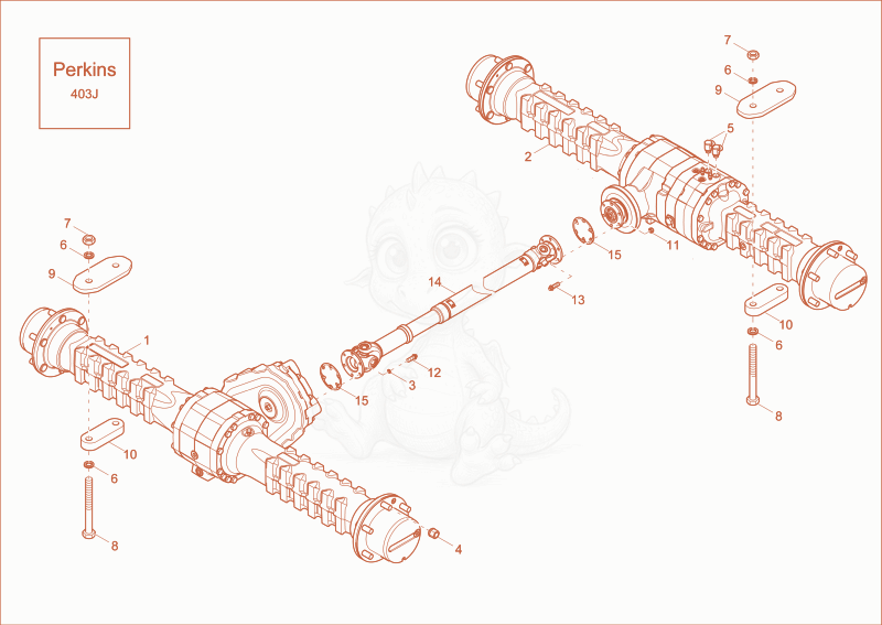 Despiece del AXLE option de una máquina Wacker Neuson DW30, con globos numerados