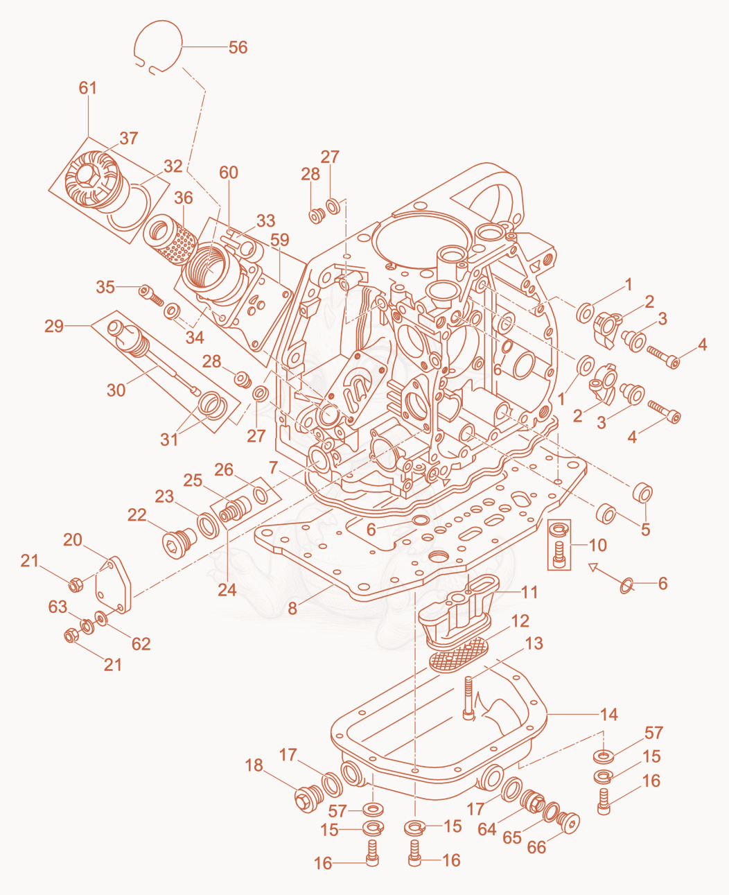 Exploded parts diagram of the Crankcase cpl. of a Wacker Neuson DPU4045H, with numbered balloons