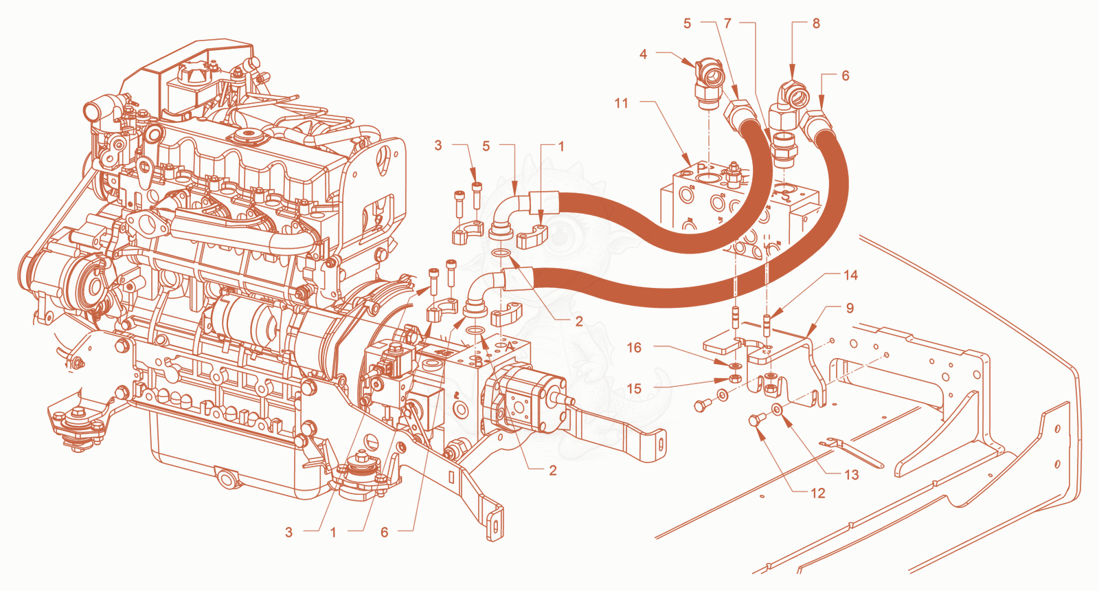 Exploded parts diagram of the advance drive of a Wacker Neuson RD45-140, with numbered balloons