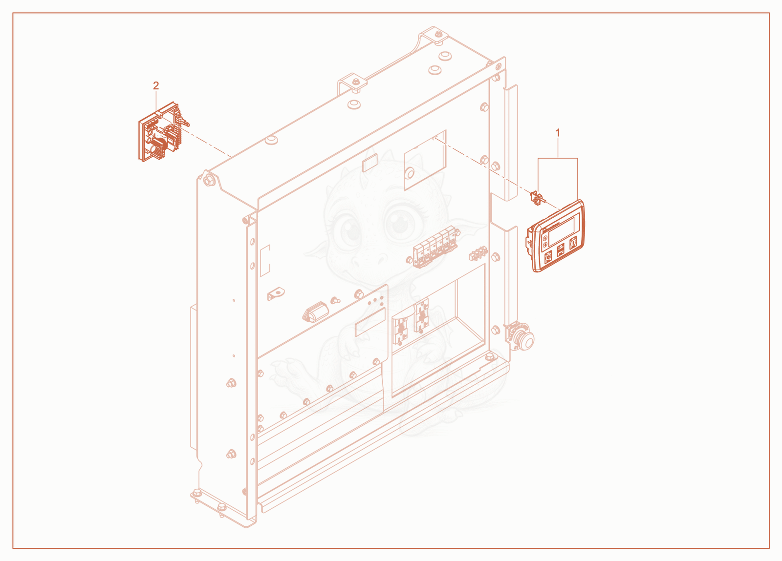 Exploded parts diagram of the Voltage Regulator/Control Module of a Wacker Neuson G14, with numbered balloons