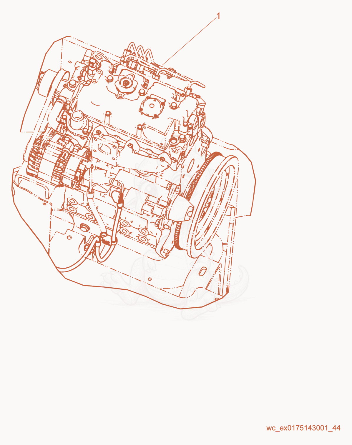 Exploded parts diagram of the Engine-Perkins of a Wacker Neuson RD27-120, with numbered balloons