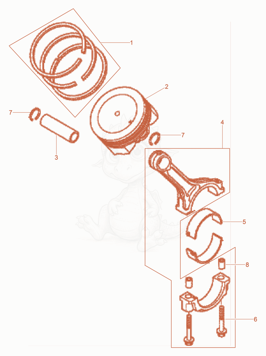 Exploded parts diagram of the Piston of a Wacker Neuson GS12AI, with numbered balloons