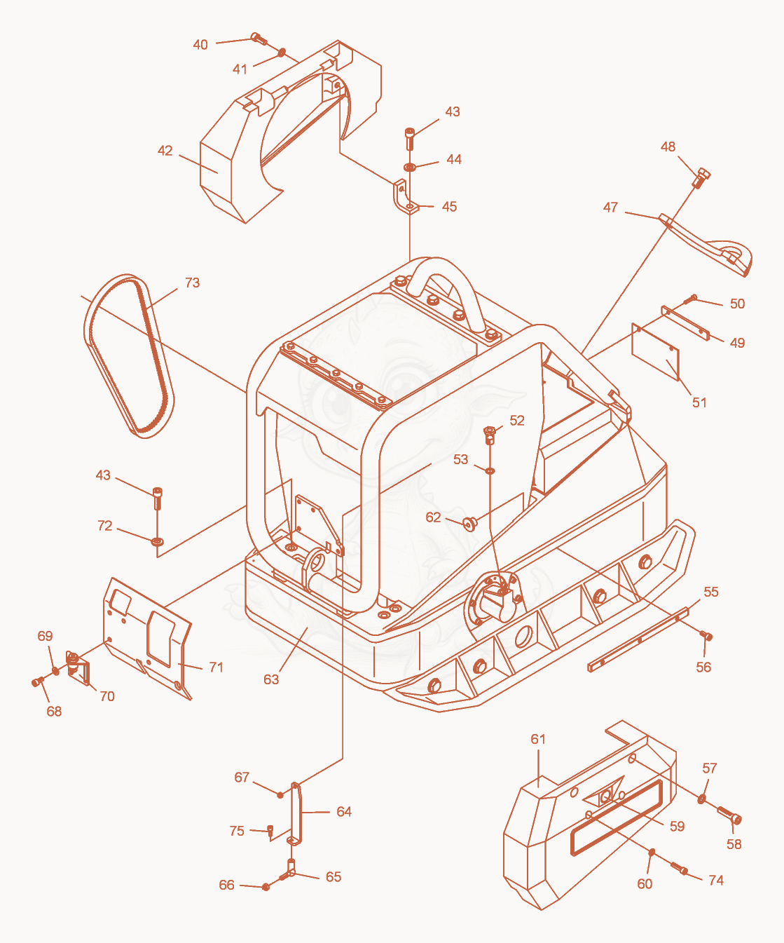 Exploded parts diagram of the Vibratory Plate cpl. of a Wacker Neuson DPU4045H, with numbered balloons