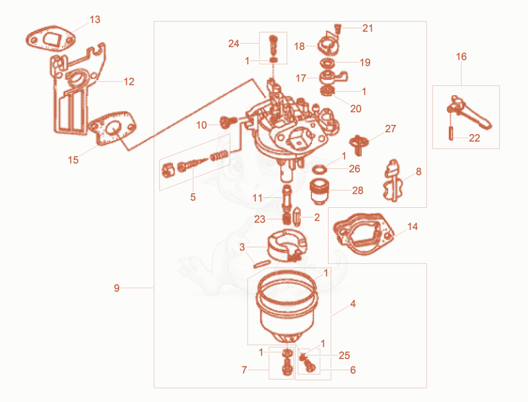 Exploded parts diagram of the Carburetor of a Wacker Neuson XPSKMAT, with numbered balloons