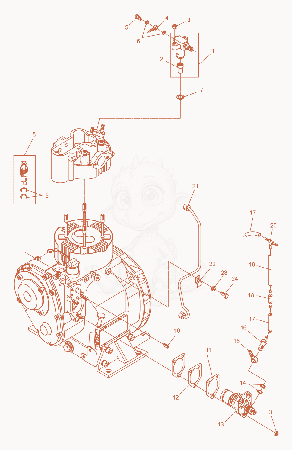 Exploded parts diagram of the Fuel Pump of a Wacker Neuson DPS3060, with numbered balloons