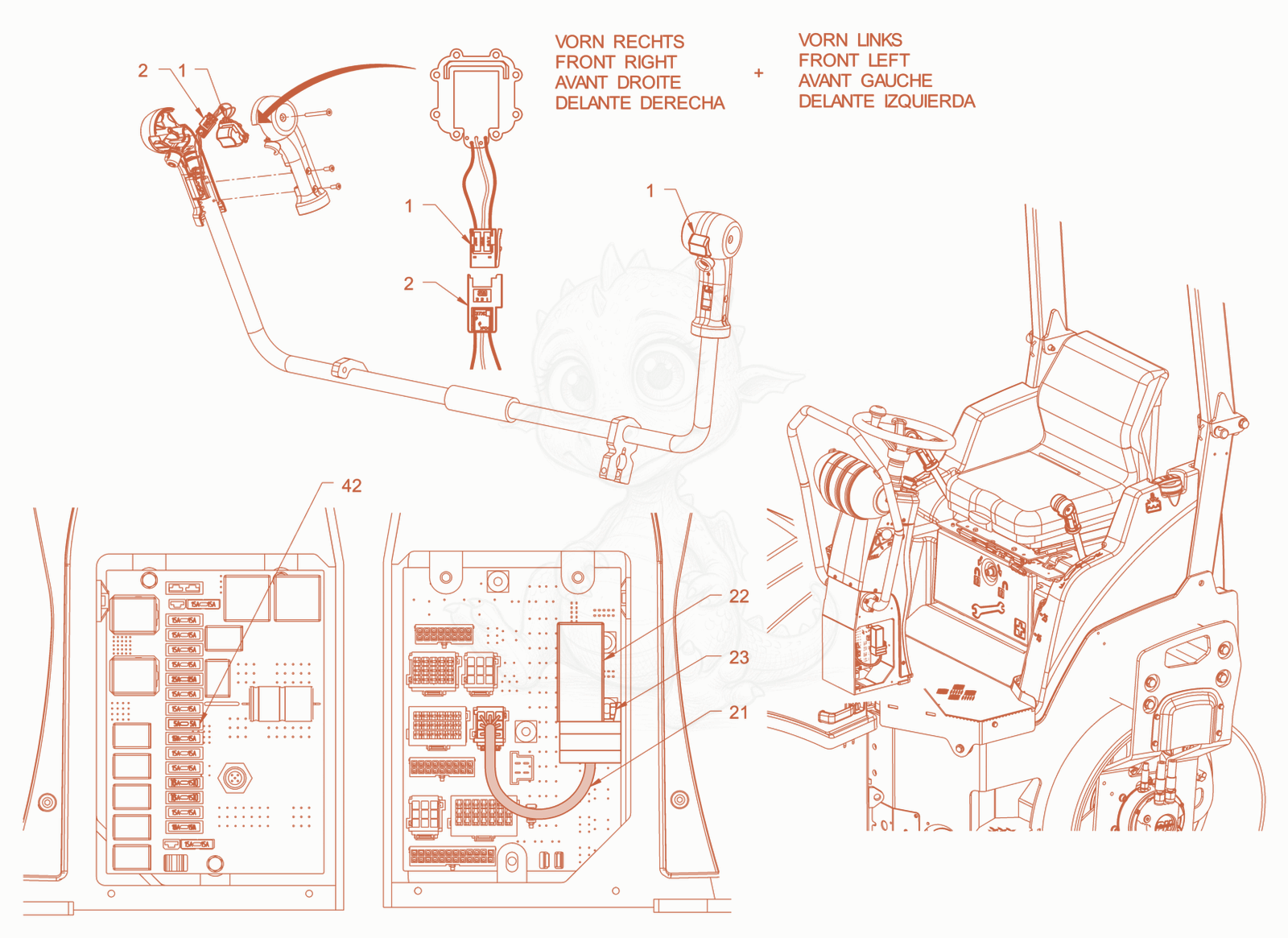 Exploded parts diagram of the electrical system of a Wacker Neuson RD28-120DPF, with numbered balloons