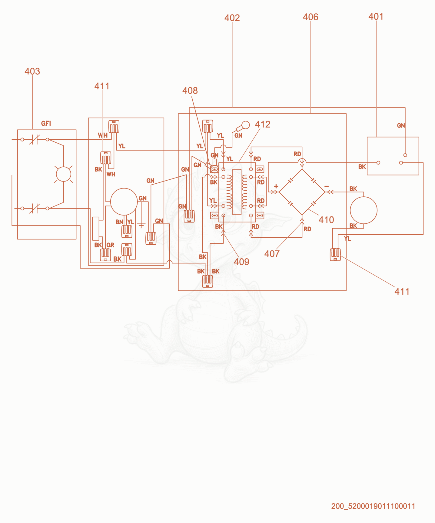 Exploded parts diagram of the Wiring Schematic of a Wacker Neuson HHS2202, with numbered balloons
