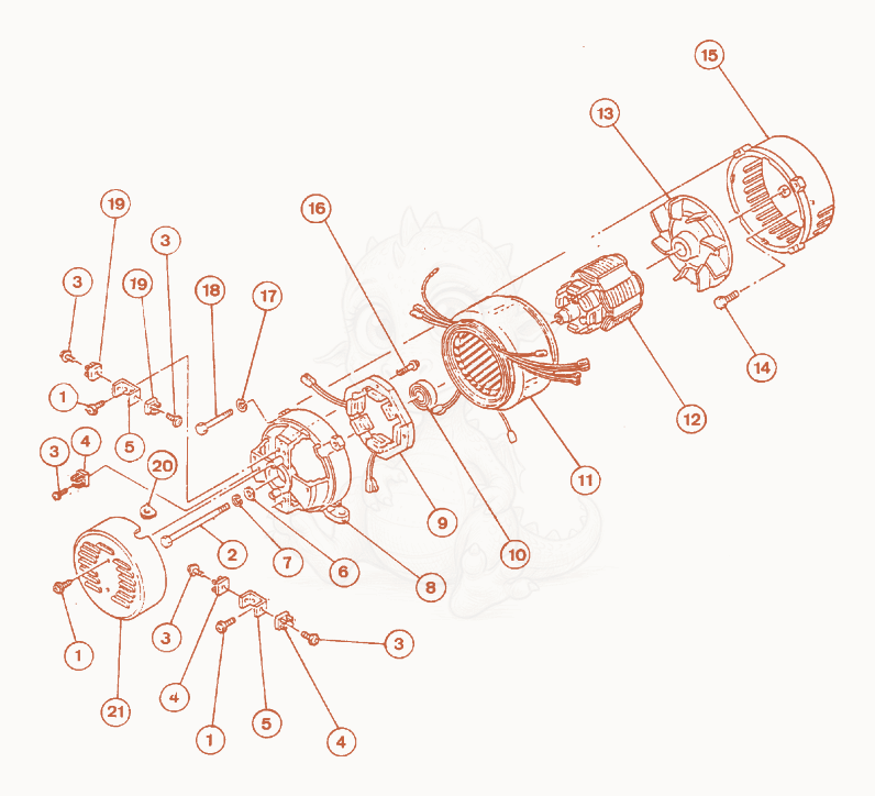 Exploded parts diagram of the Generator of a Wacker Neuson GH3500E, with numbered balloons