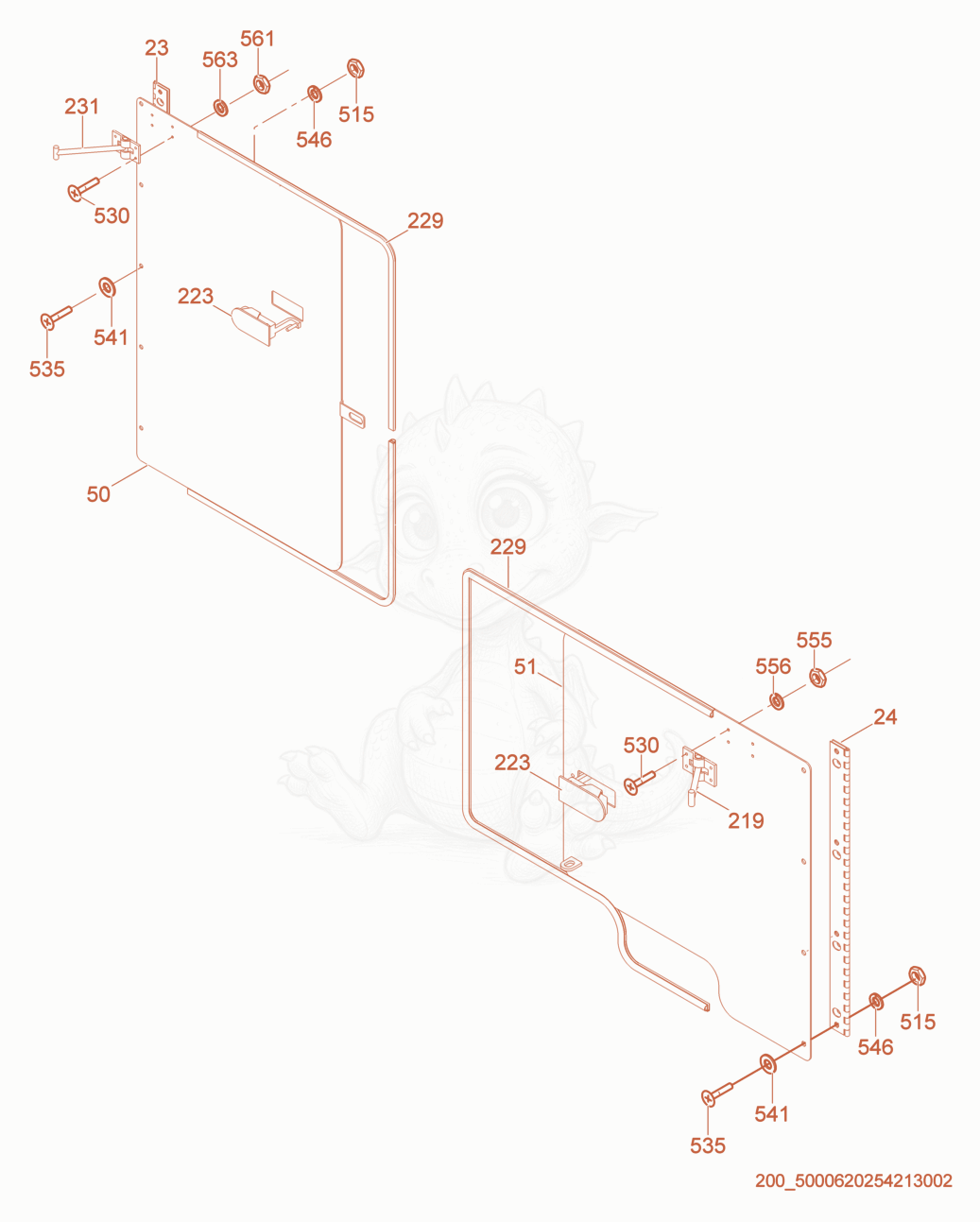 Exploded parts diagram of the Access Covers of a Wacker Neuson HSH350, with numbered balloons