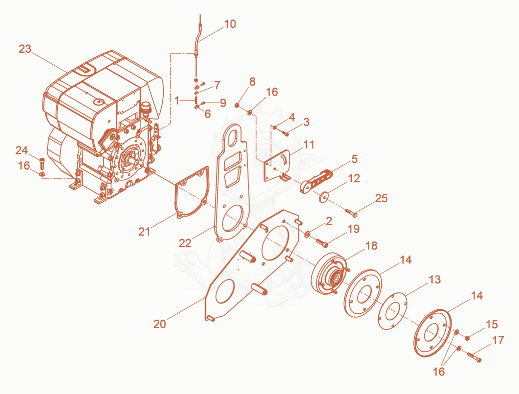 Exploded parts diagram of the Diesel Engine cpl. of a Wacker Neuson DPS3060HV, with numbered balloons