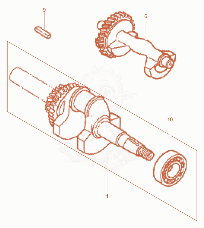 Exploded parts diagram of the Crankshaft of a Wacker Neuson BPU5545AUS, with numbered balloons