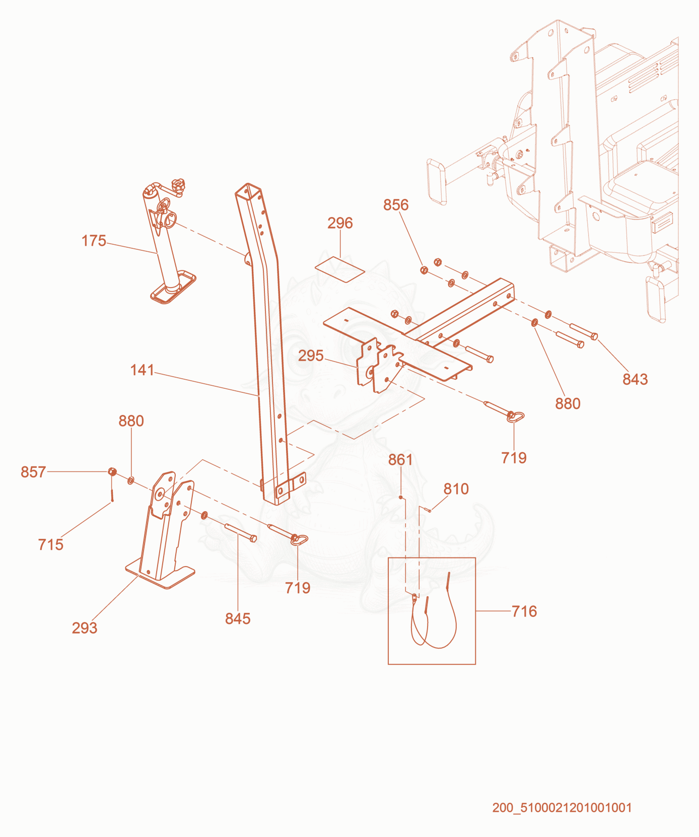 Exploded parts diagram of the Option - Flip-Up Tongue of a Wacker Neuson LTN6K-VS, with numbered balloons
