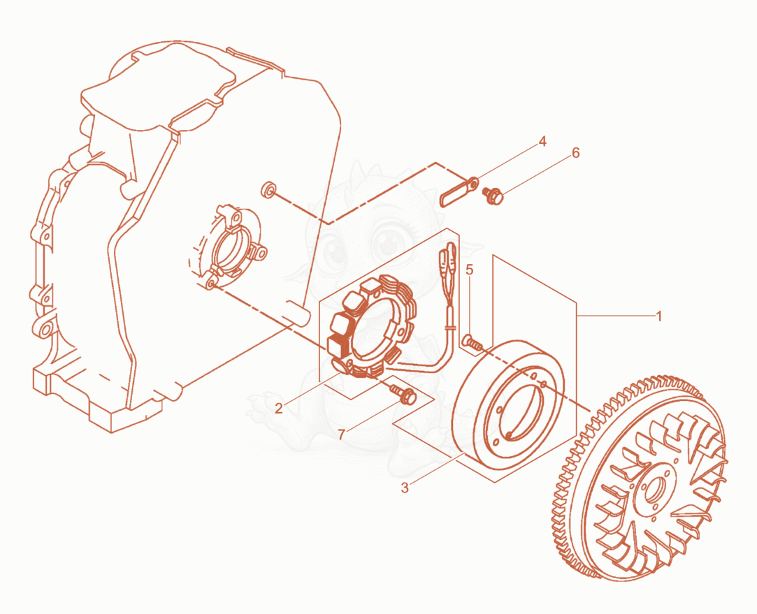 Exploded parts diagram of the Dynamo of a Wacker Neuson RD7YEHFBHRC, with numbered balloons