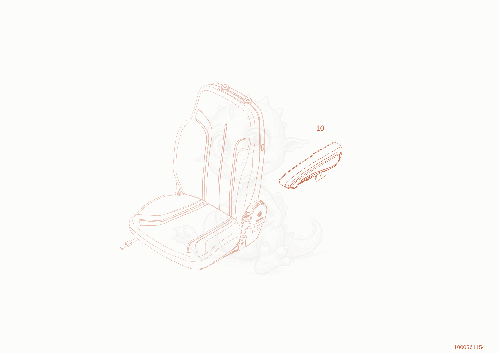Despiece del arm rest de una máquina Wacker Neuson WL950P(A05-05), con globos numerados