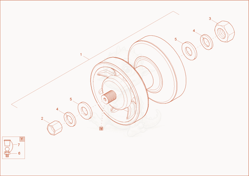 Exploded parts diagram of the support roller of a Wacker Neuson TD18, with numbered balloons