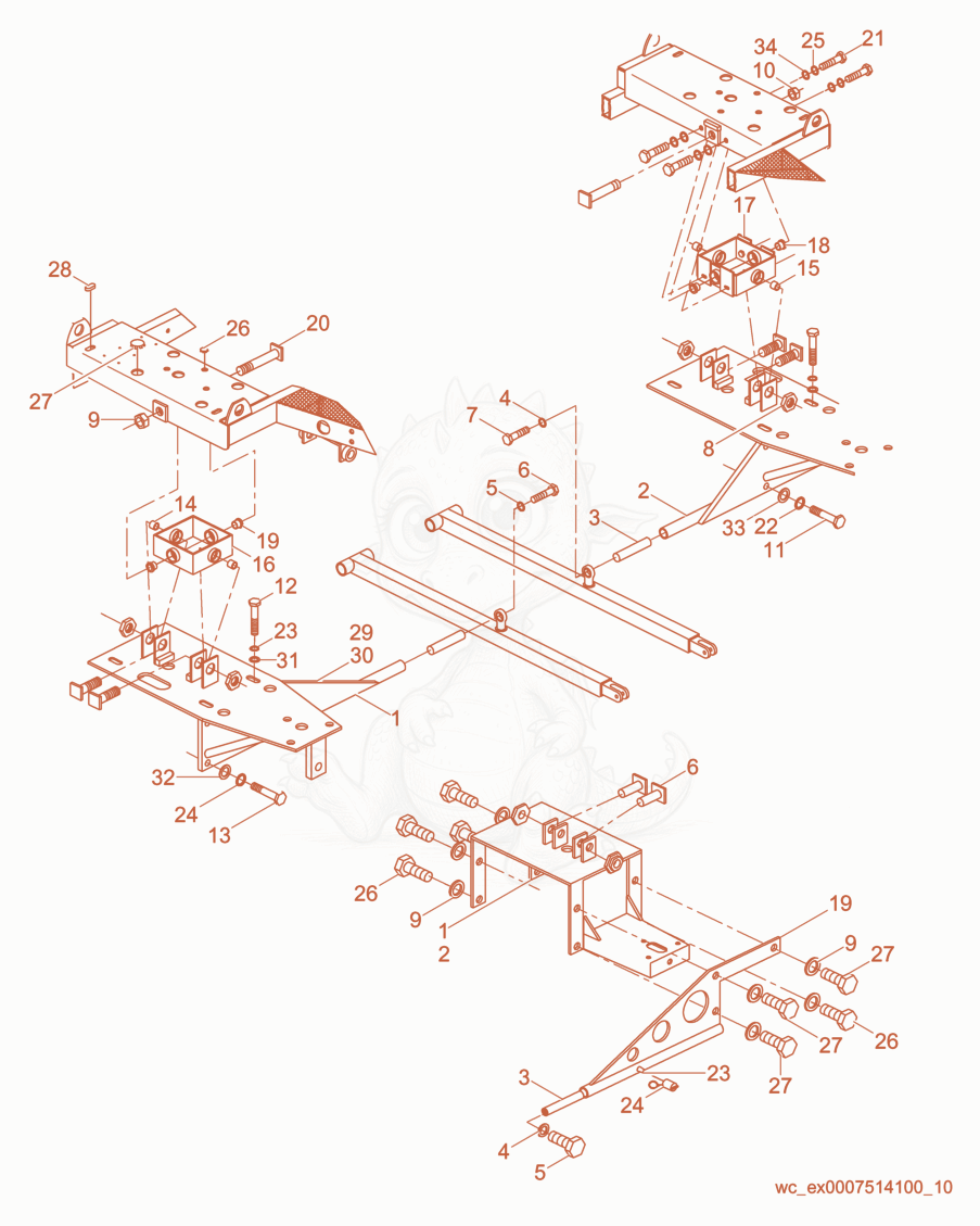 Exploded parts diagram of the Crosshead cpl. of a Wacker Neuson CRT46KHO, with numbered balloons