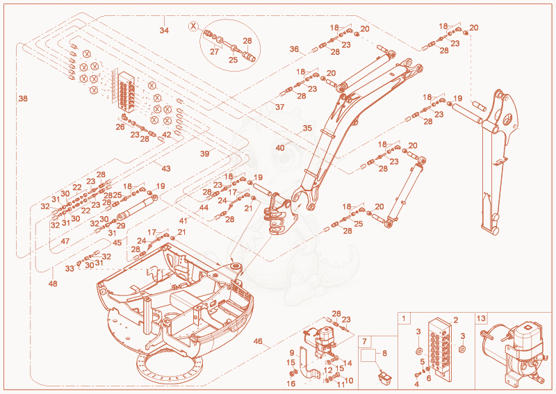 Exploded parts diagram of the LUBRICATION (OPTION) of a Wacker Neuson 50Z3, with numbered balloons