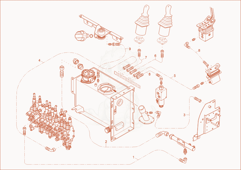 Exploded parts diagram of the TANK LINES of a Wacker Neuson EZ28, with numbered balloons