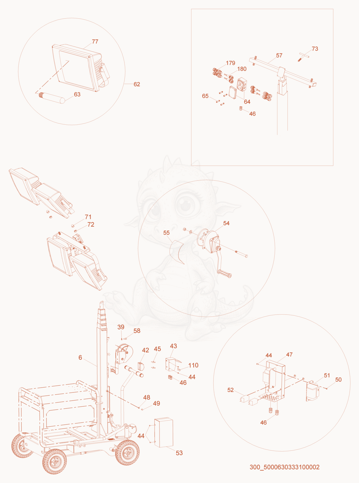 Exploded parts diagram of the Mast cpl. of a Wacker Neuson ML440(RAW), with numbered balloons