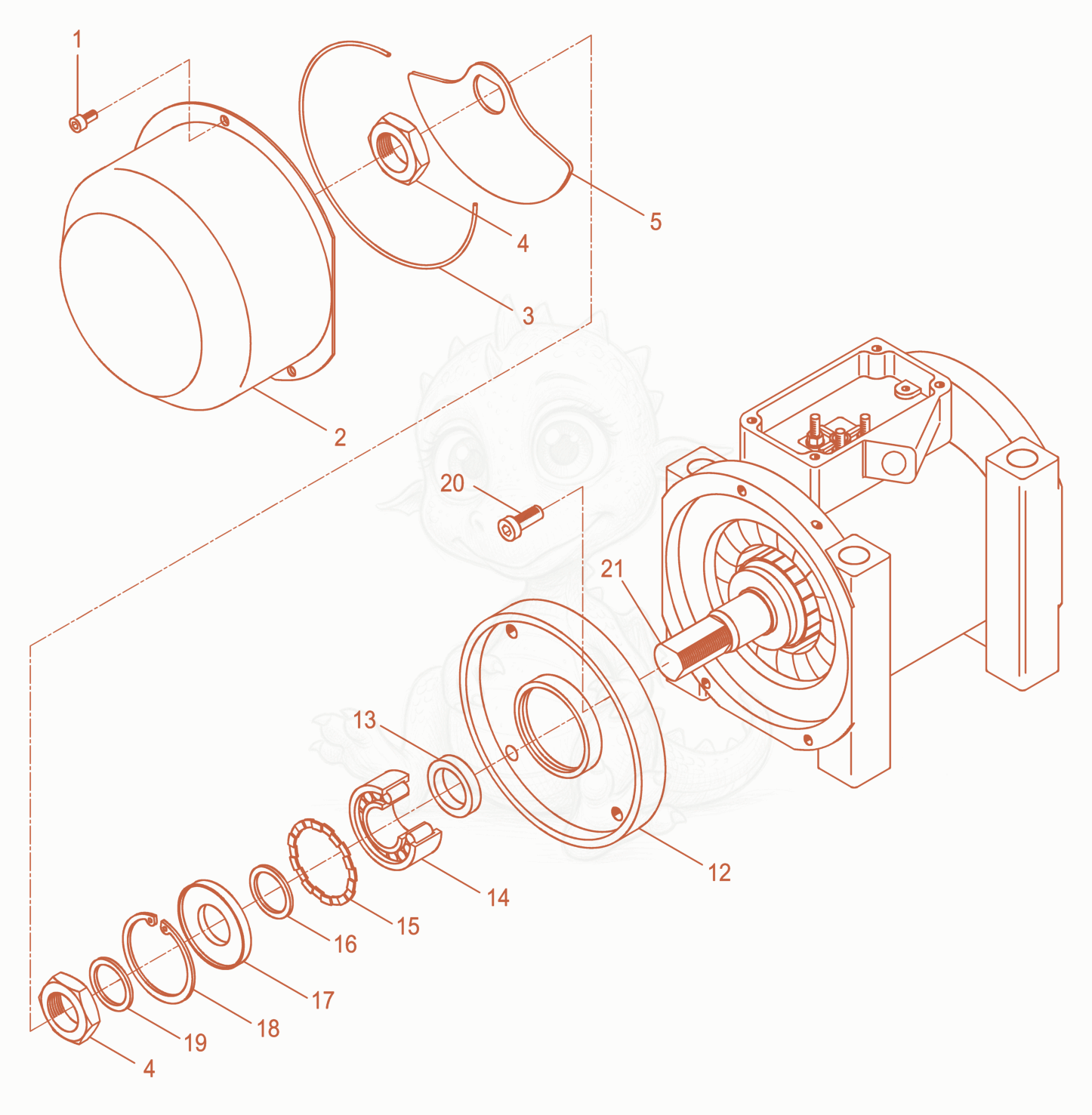 Exploded parts diagram of the External Vibrator cpl. of a Wacker Neuson AR54/3/200, with numbered balloons