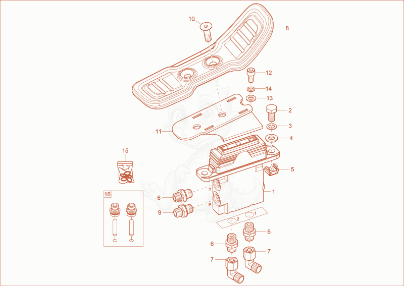 Exploded parts diagram of the PILOT OPPERATED CHECK VALVES of a Wacker Neuson 14504, with numbered balloons