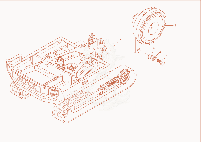 Exploded parts diagram of the horn of a Wacker Neuson 5001RDV, with numbered balloons