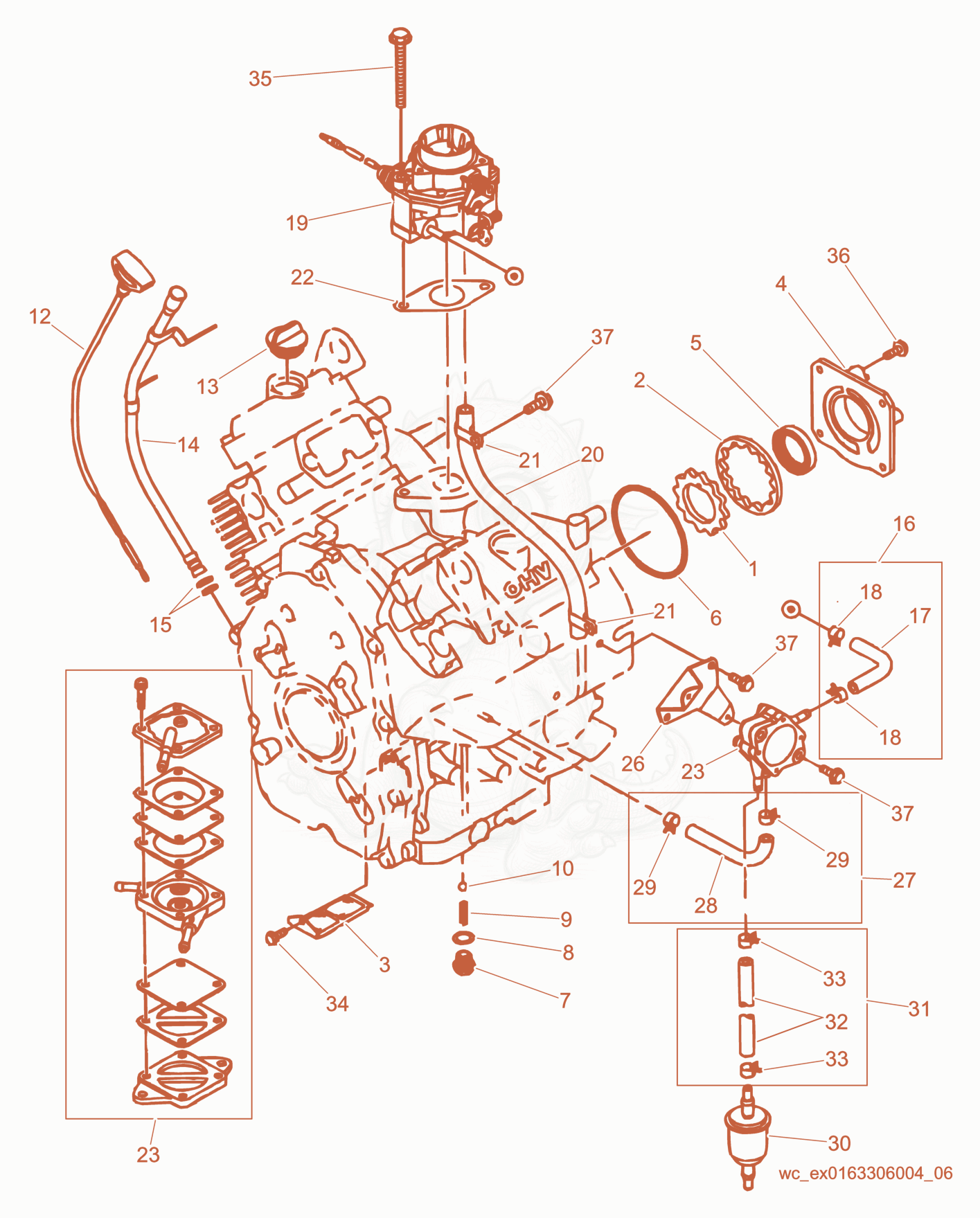 Exploded parts diagram of the Fuel System of a Wacker Neuson RD12-90, with numbered balloons