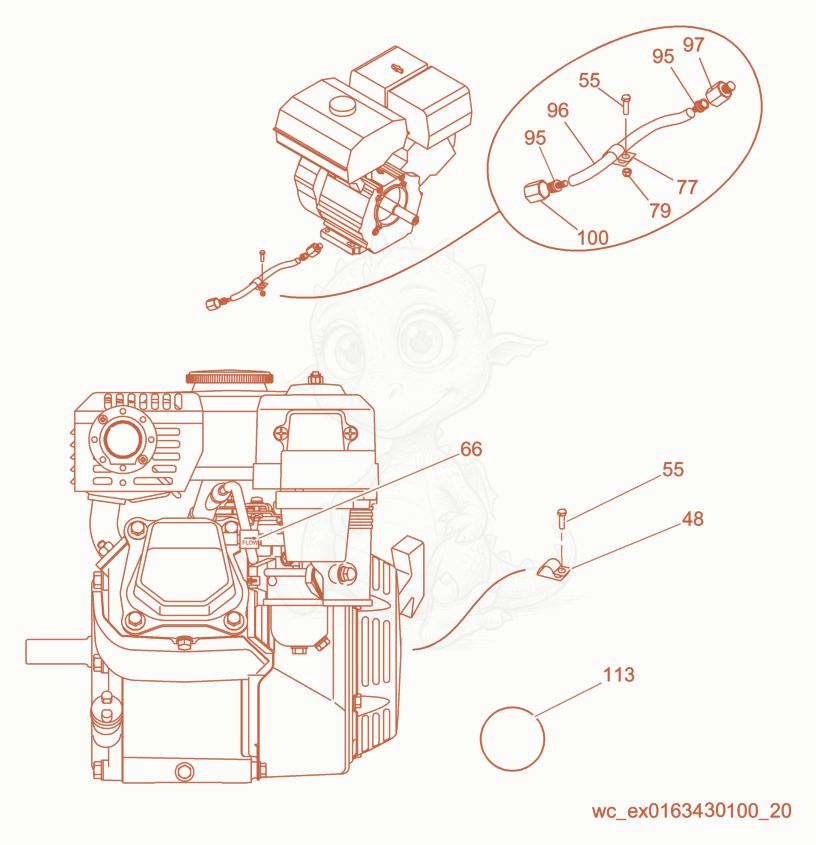 Exploded parts diagram of the Wacker Modifications of a Wacker Neuson CT36-9, with numbered balloons