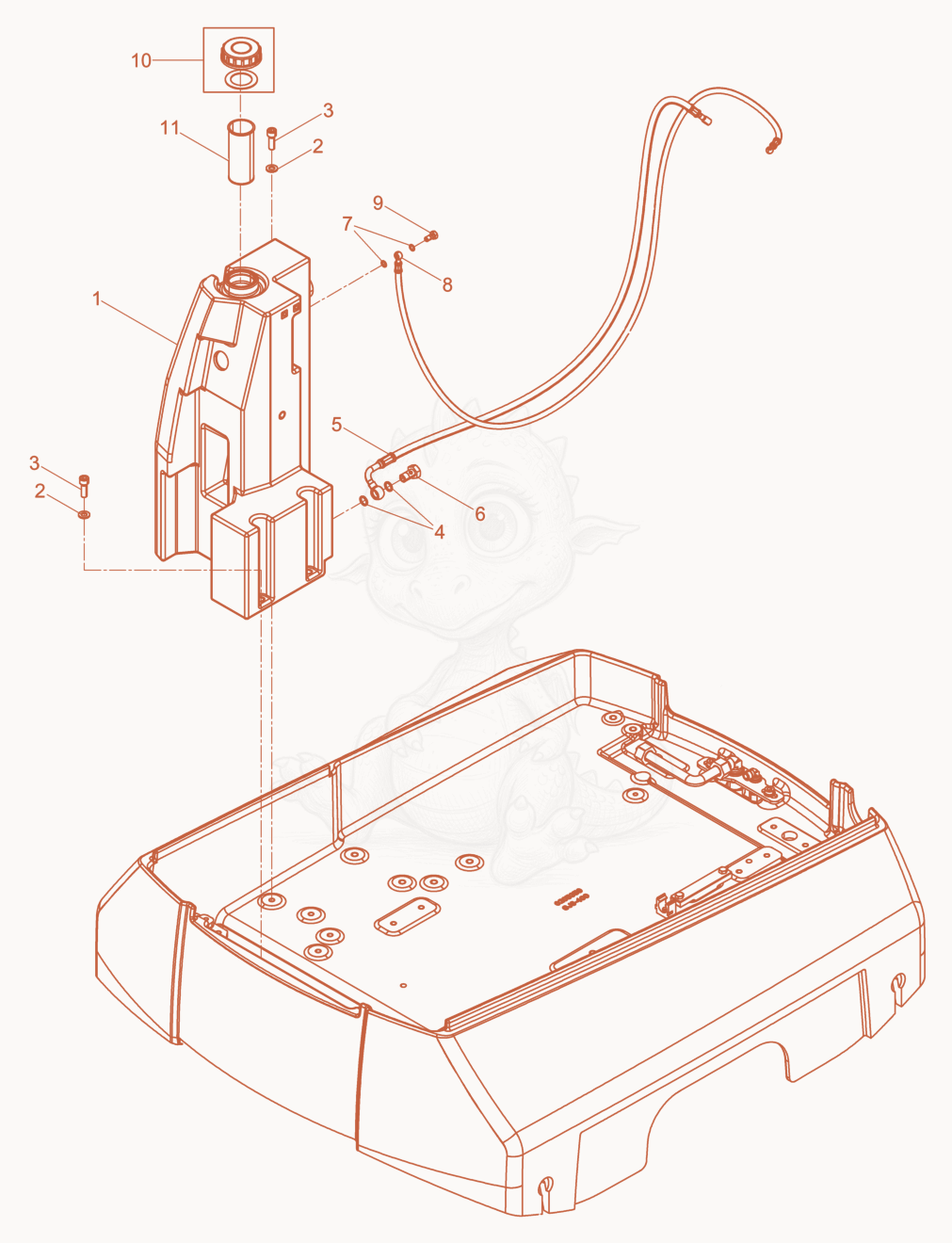 Exploded parts diagram of the Fuel Tank of a Wacker Neuson DPU130LE, with numbered balloons
