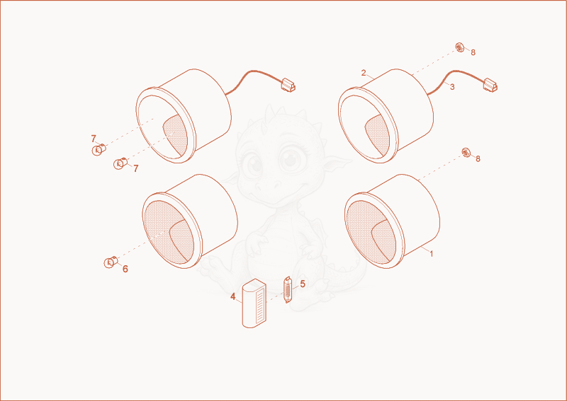 Exploded parts diagram of the REAR LIGHTS (OPTION) of a Wacker Neuson 6001, with numbered balloons